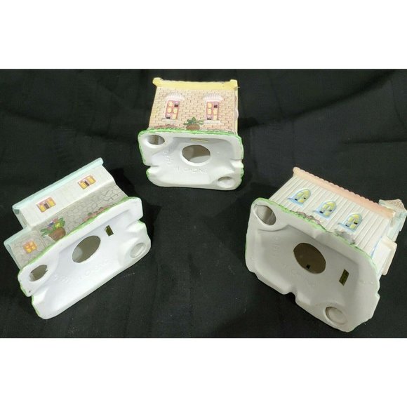 EASTER VILLAGE CHURCH FLOWER SHOP GROCERY STORE Spring pastel building house 3pc - Picture 3 of 12